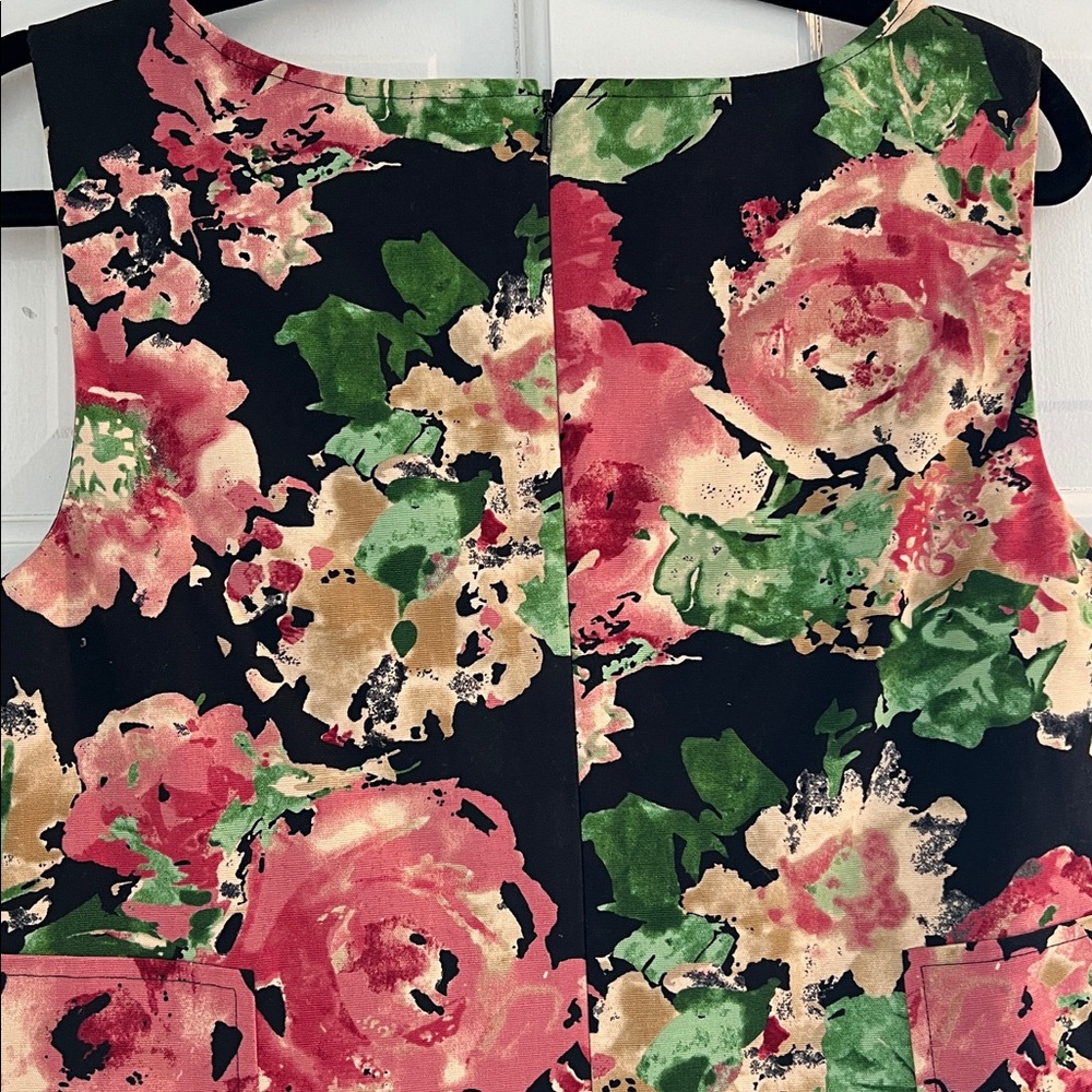 NEW Talbots Pink/Black Floral Sleeveless V Neck Dress, Fully Lined, Size 8 - Picture 14 of 16
